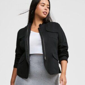 Stretch Twill Army Blazer, Deep black, Size 2